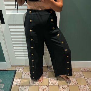 Black military wide leg high waist palazzo pants